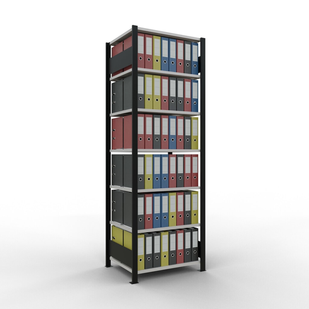 Archiefstelling SCHULTE BV, dubbelzijdig, met middenaanslagen, VL 150 kg, zwart, hxbxd 2.300 x 750 x 600 mm Productafbeelding nr. 2: Archiefstelling SCHULTE BV, dubbelzijdig, met middenaanslagen, VL 150 kg, zwart, hxbxd 2.300 x 750 x 600 mm