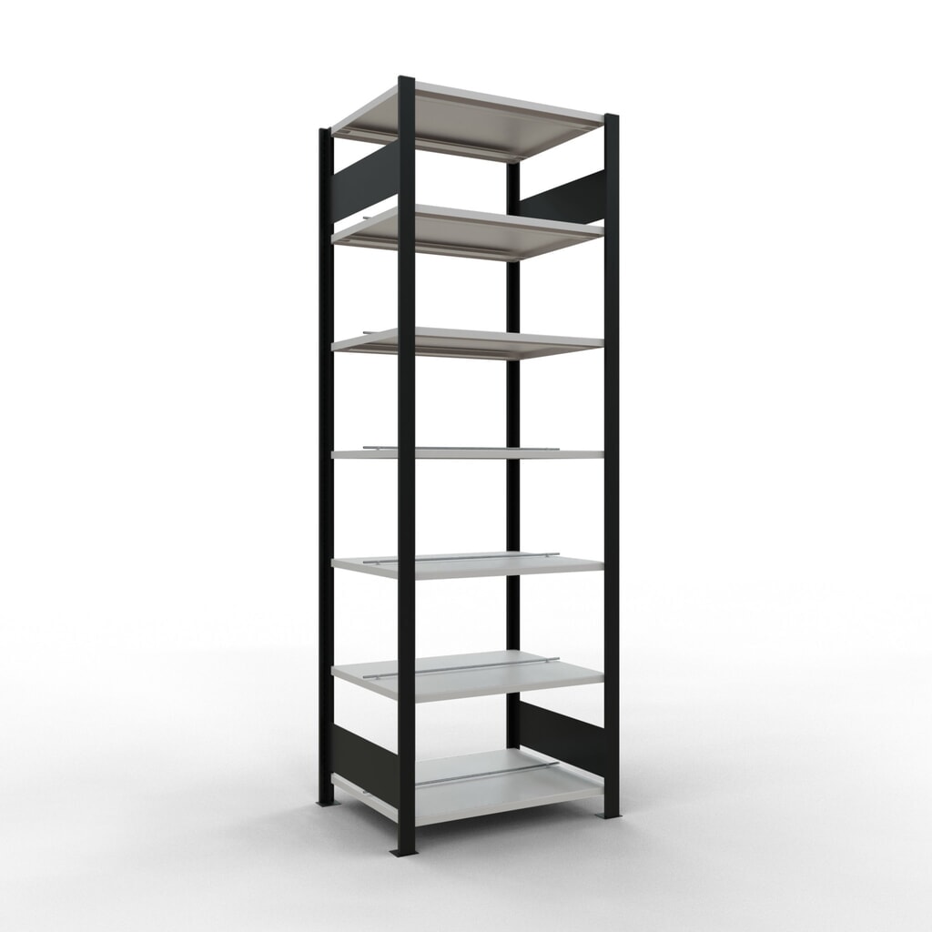 Product afbeelding: Archiefstelling SCHULTE BV, dubbelzijdig, met middenaanslagen, VL 150 kg, zwart, hxbxd 2.300 x 750 x 600 mm