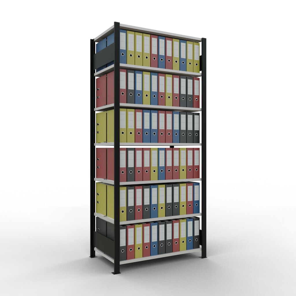 Archiefstelling SCHULTE BV, dubbelzijdig, met middenaanslagen, VL 150 kg, zwart, hxbxd 2.300 x 1.000 x 600 mm Productafbeelding nr. 2: Archiefstelling SCHULTE BV, dubbelzijdig, met middenaanslagen, VL 150 kg, zwart, hxbxd 2.300 x 1.000 x 600 mm