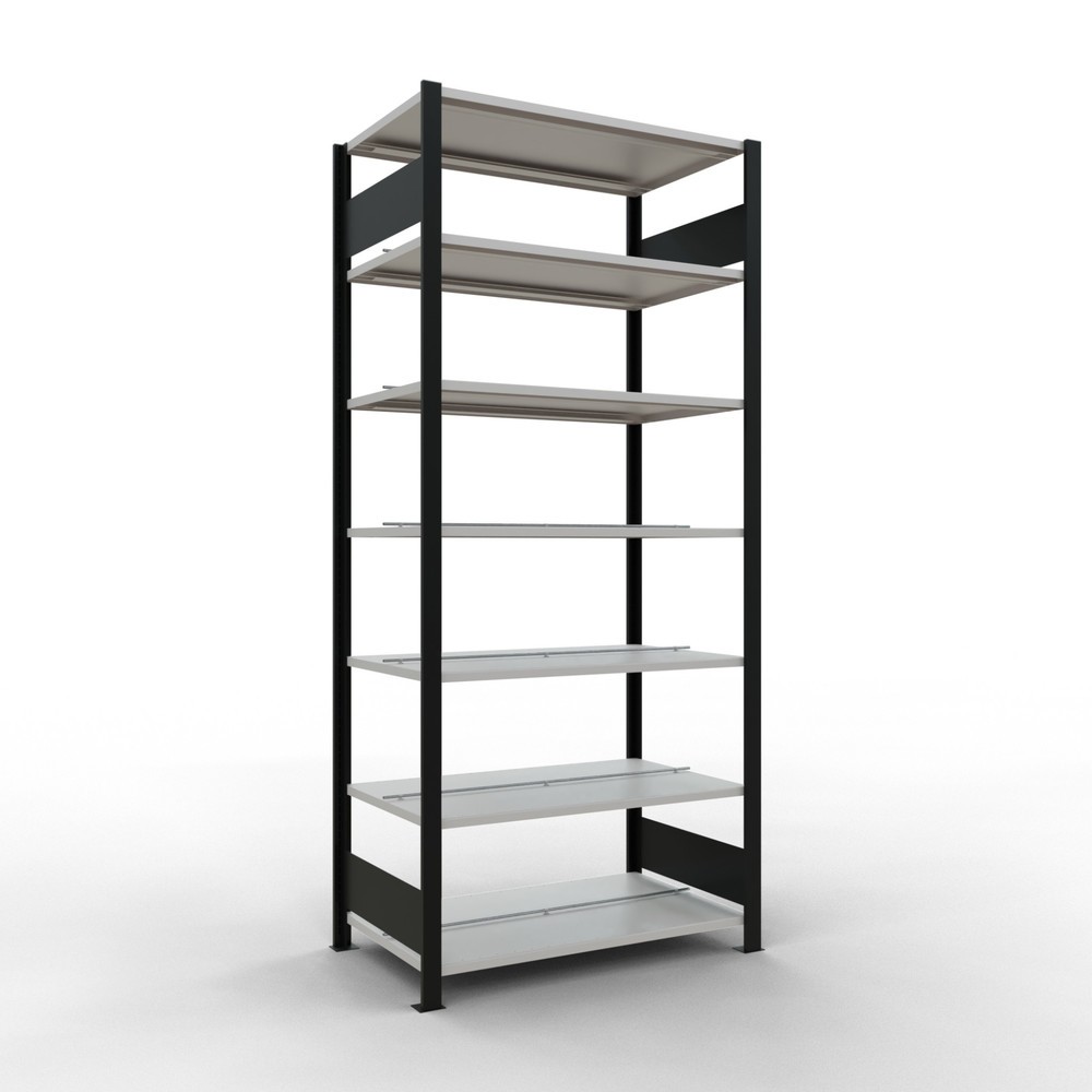 Product afbeelding: Archiefstelling SCHULTE BV, dubbelzijdig, met middenaanslagen, VL 150 kg, zwart, hxbxd 2.300 x 1.000 x 600 mm