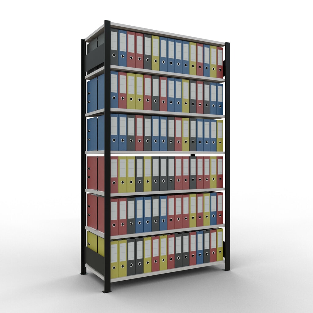Productafbeelding nr. 2: Archiefstelling SCHULTE BV, dubbelzijdig, met middenaanslagen, VL 150 kg, zwart, hxbxd 2.300 x 1.300 x 600 mm