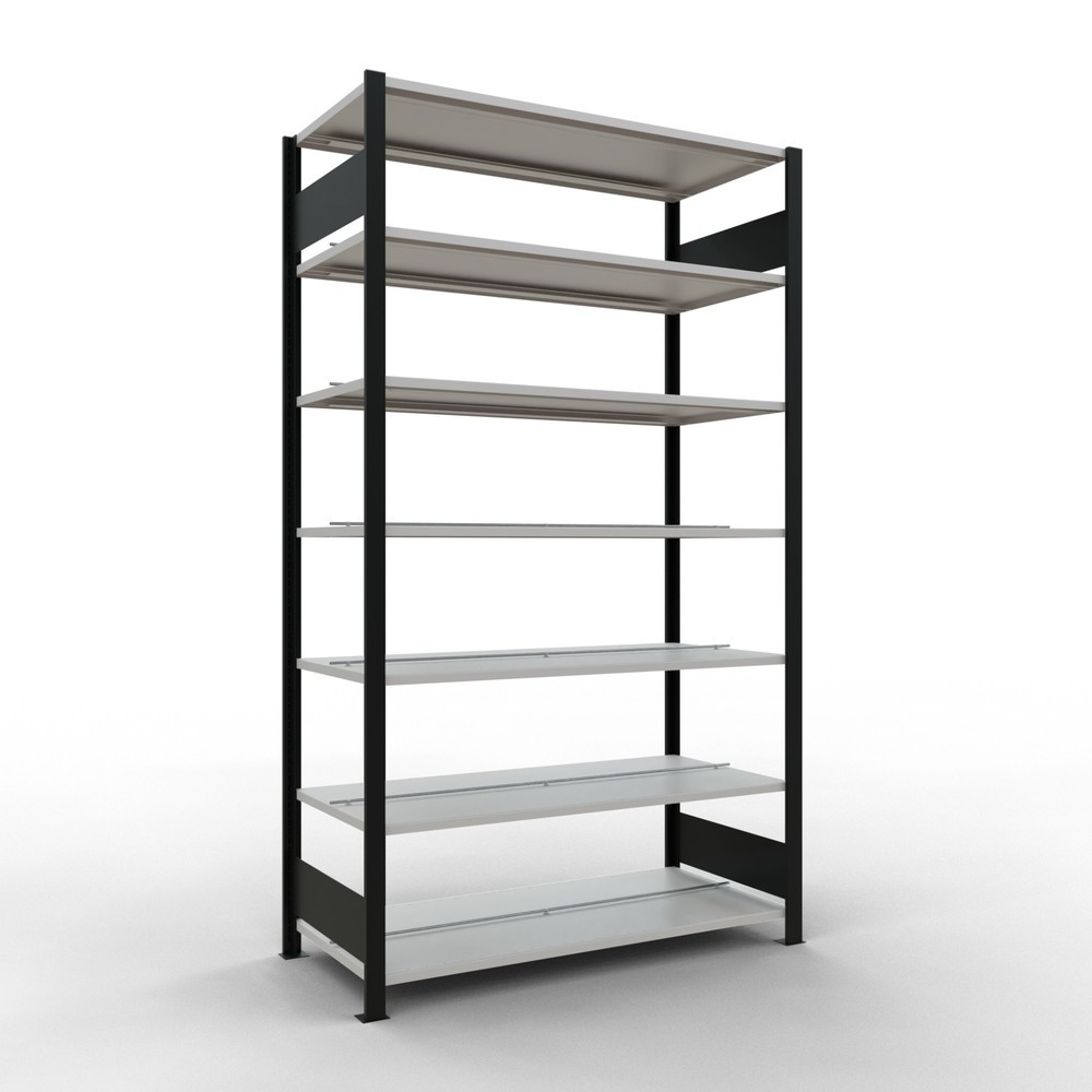 Product afbeelding: Archiefstelling SCHULTE BV, dubbelzijdig, met middenaanslagen, VL 150 kg, zwart, hxbxd 2.300 x 1.300 x 600 mm