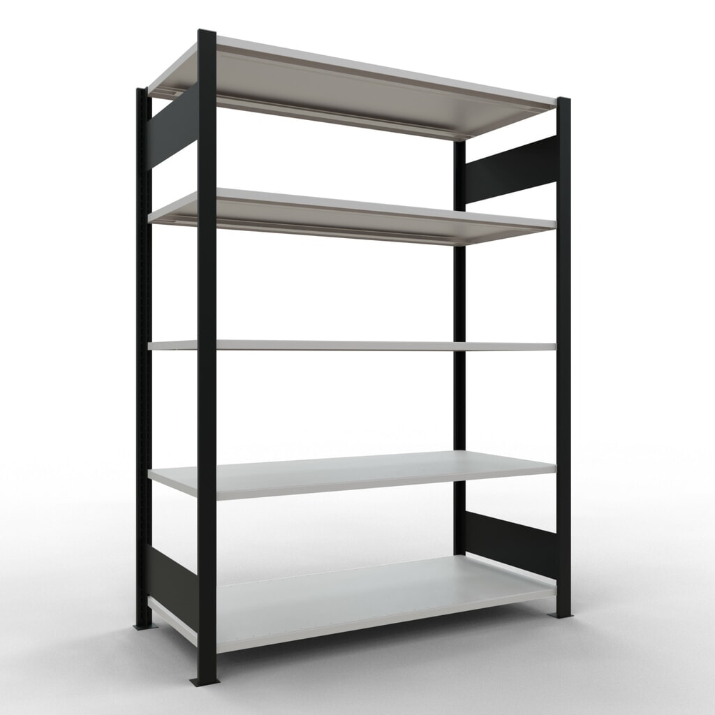 Archiefstelling SCHULTE BV, dubbelzijdig, zonder middenaanslagen, VL 150 kg, zwart, hxbxd 1.800 x 1.300 x 600 mm Product afbeelding: Archiefstelling SCHULTE BV, dubbelzijdig, zonder middenaanslagen, VL 150 kg, zwart, hxbxd 1.800 x 1.300 x 600 mm