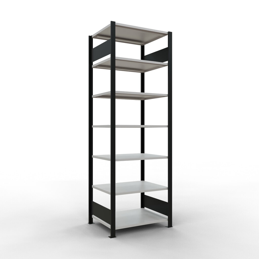 Product afbeelding: Archiefstelling SCHULTE BV, dubbelzijdig, zonder middenaanslagen, VL 150 kg, zwart, hxbxd 2.300 x 750 x 600 mm