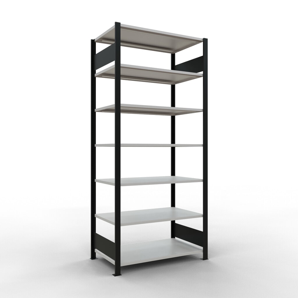 Product afbeelding: Archiefstelling SCHULTE BV, dubbelzijdig, zonder middenaanslagen, VL 150 kg, zwart, hxbxd 2.300 x 1.000 x 600 mm