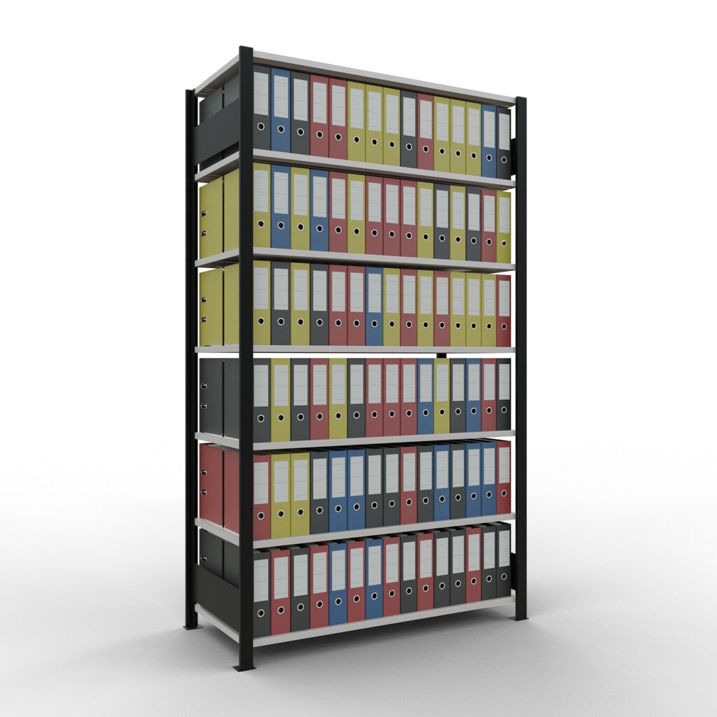 Archiefstelling SCHULTE BV, dubbelzijdig, zonder middenaanslagen, VL 150 kg, zwart, hxbxd 2.300 x 1.300 x 600 mm Productafbeelding nr. 2: Archiefstelling SCHULTE BV, dubbelzijdig, zonder middenaanslagen, VL 150 kg, zwart, hxbxd 2.300 x 1.300 x 600 mm
