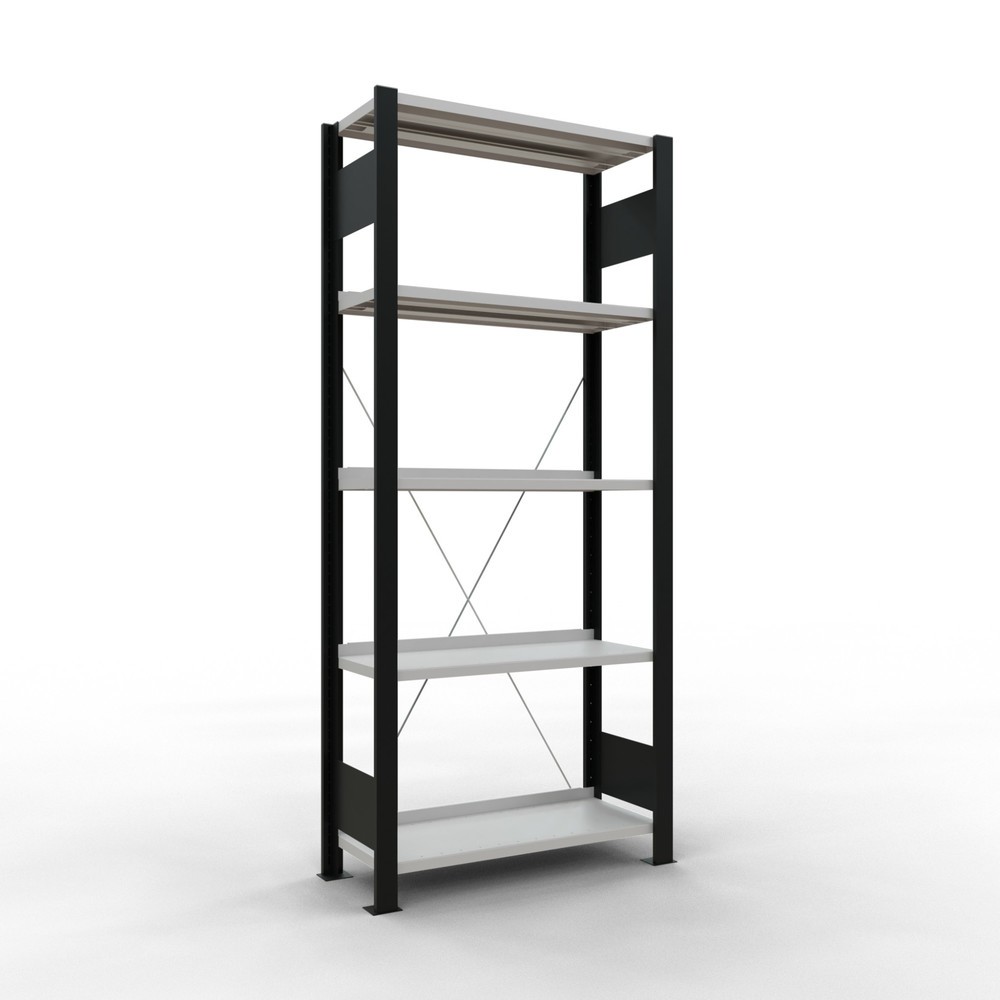 Product afbeelding: Archiefstelling SCHULTE BV, eenzijdig, met eindaanslagen, VL 85 kg, zwart, hxbxd 1.800 x 750 x 300 mm