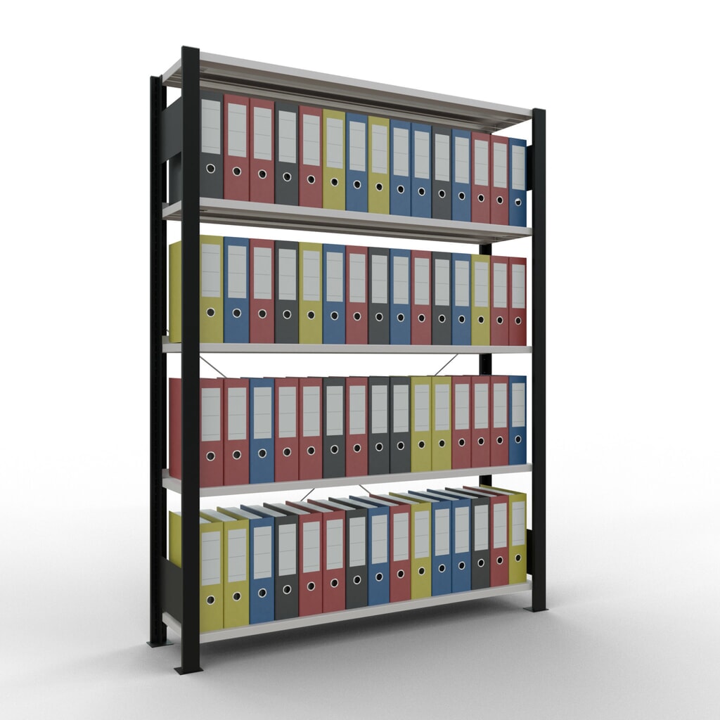 Archiefstelling SCHULTE BV, eenzijdig, met eindaanslagen, VL 85 kg, zwart, hxbxd 1.800 x 1.300 x 300 mm Productafbeelding nr. 2: Archiefstelling SCHULTE BV, eenzijdig, met eindaanslagen, VL 85 kg, zwart, hxbxd 1.800 x 1.300 x 300 mm