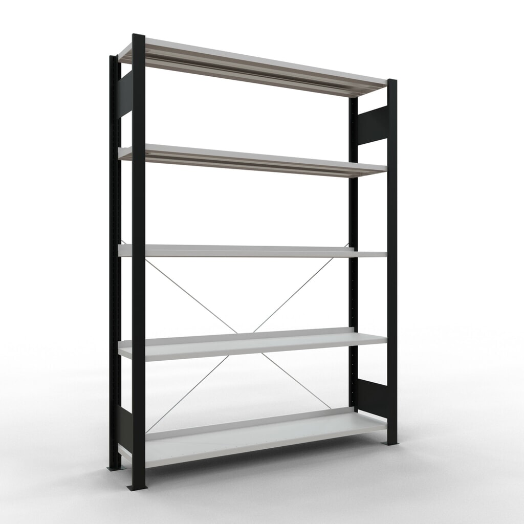 Product afbeelding: Archiefstelling SCHULTE BV, eenzijdig, met eindaanslagen, VL 85 kg, zwart, hxbxd 1.800 x 1.300 x 300 mm