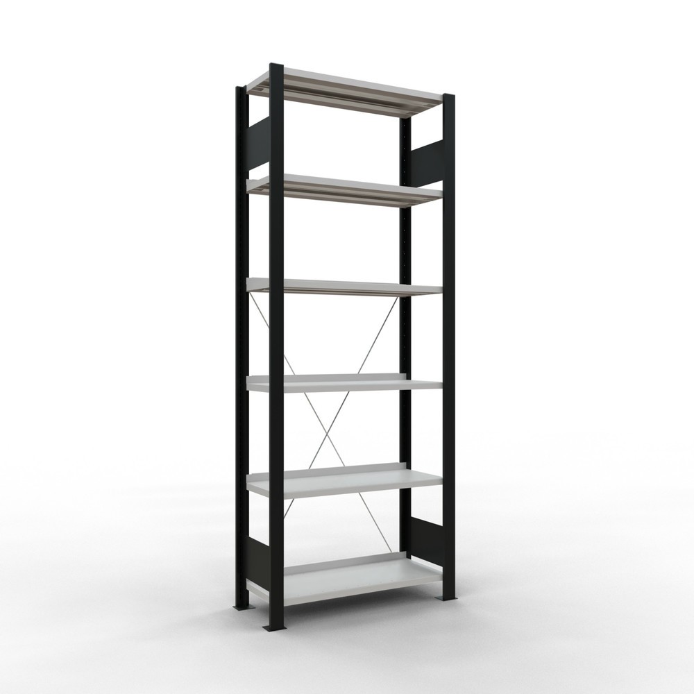 Product afbeelding: Archiefstelling SCHULTE BV, eenzijdig, met eindaanslagen, VL 85 kg, zwart, hxbxd 2.000 x 750 x 300 mm