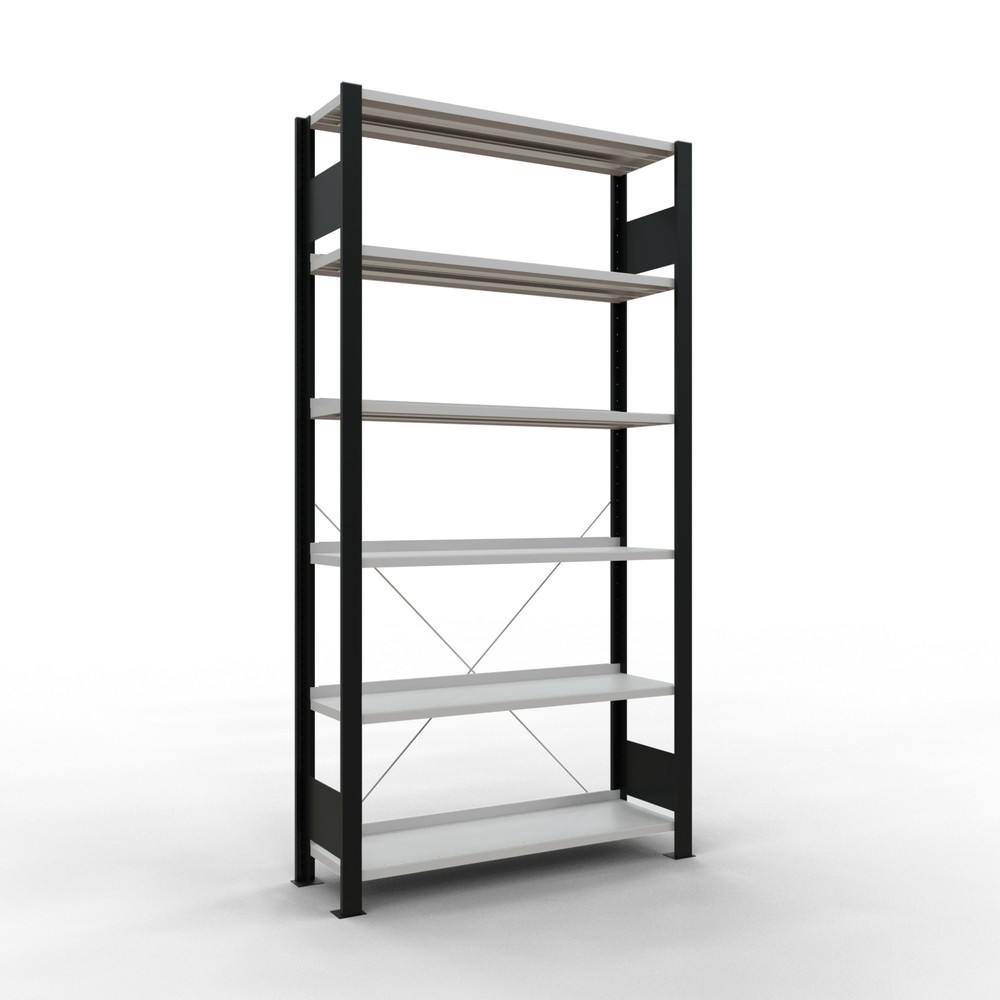 Product afbeelding: Archiefstelling SCHULTE BV, eenzijdig, met eindaanslagen, VL 85 kg, zwart, hxbxd 2.000 x 1.000 x 300 mm