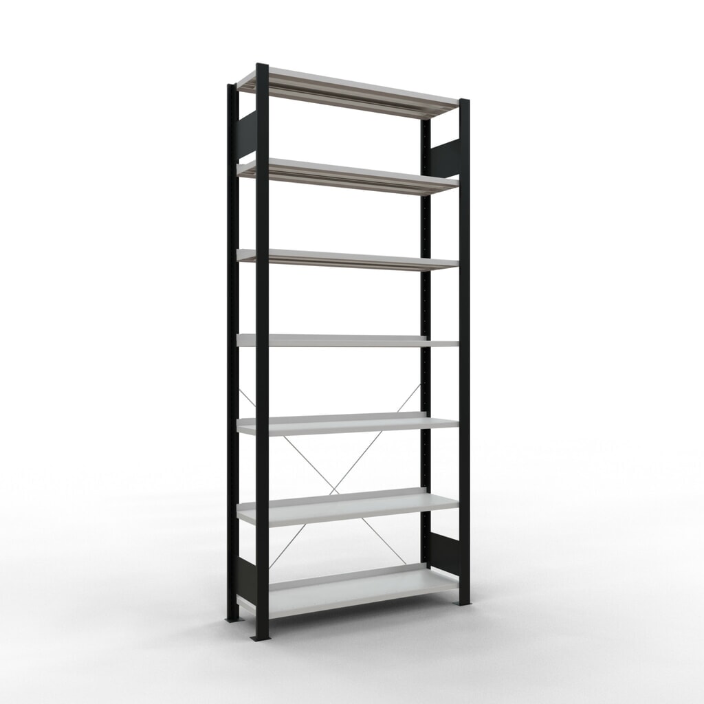 Product afbeelding: Archiefstelling SCHULTE BV, eenzijdig, met eindaanslagen, VL 85 kg, zwart, hxbxd 2.300 x 1.000 x 300 mm