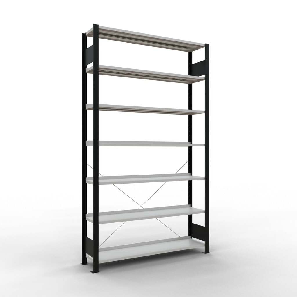 Product afbeelding: Archiefstelling SCHULTE BV, eenzijdig, met eindaanslagen, VL 85 kg, zwart, hxbxd 2.300 x 1.300 x 300 mm