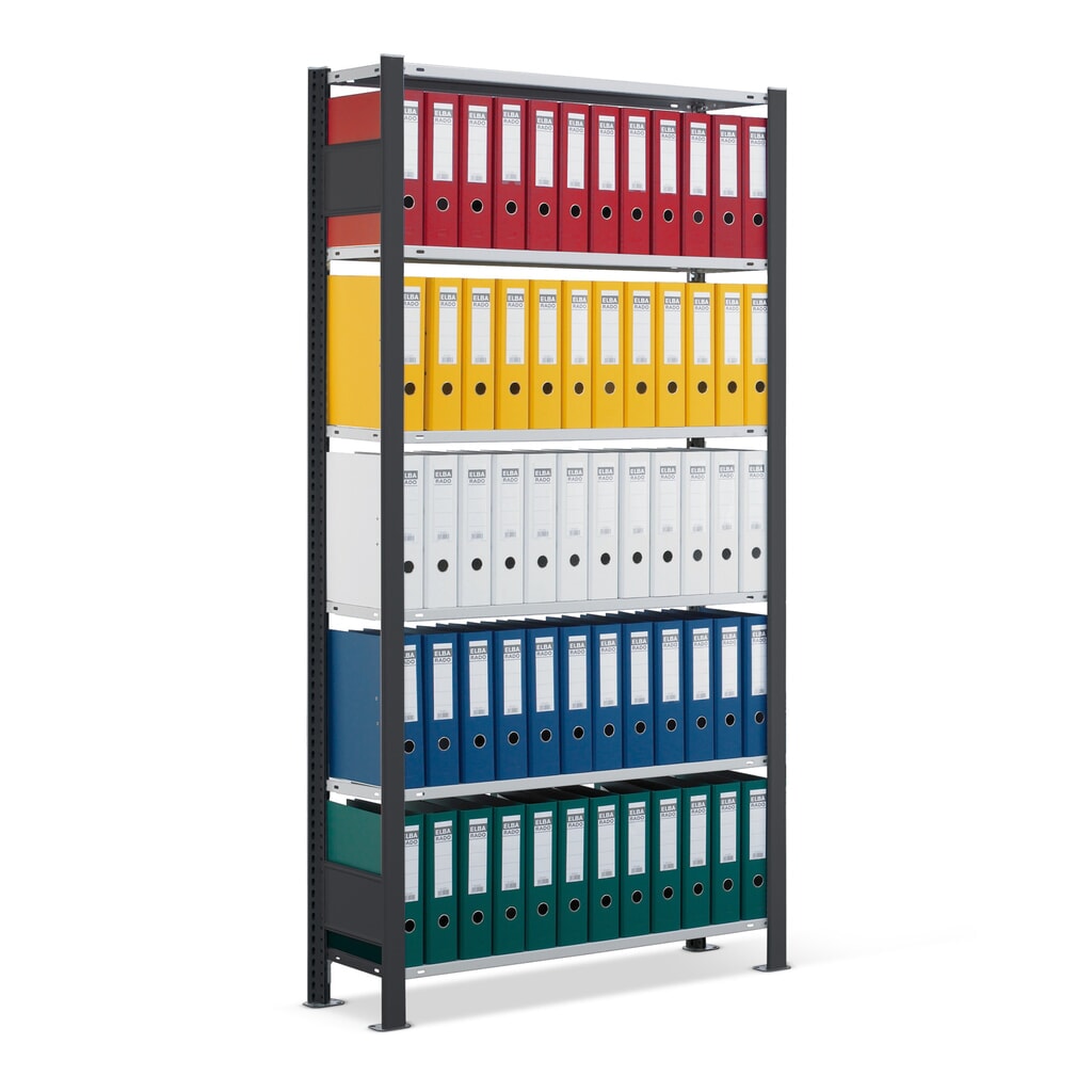 Product afbeelding: Archiefstelling SCHULTE BV, eenzijdig, met eindaanslagen, VL 85 kg, zwart, hxbxd 2.300 x 750 x 300 mm