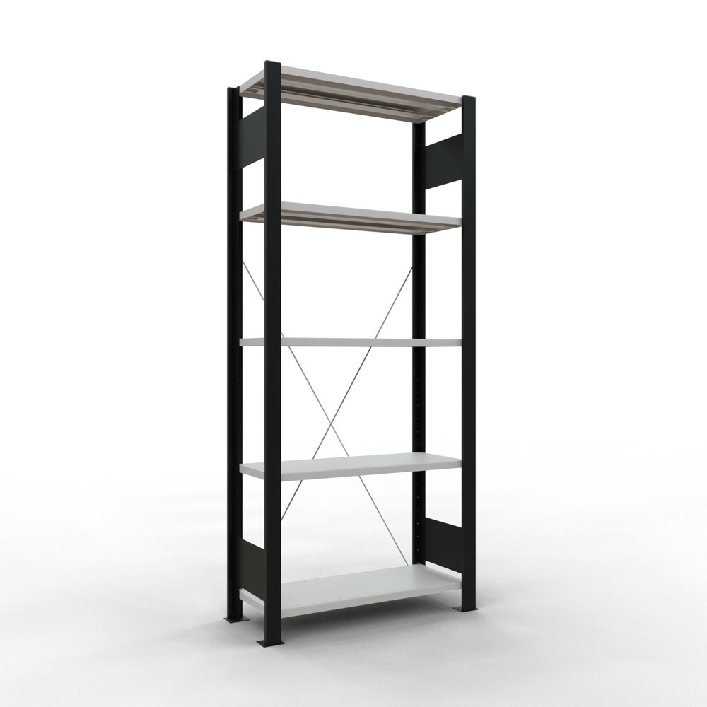 Product afbeelding: Archiefstelling SCHULTE BV, eenzijdig, zonder eindaanslagen, VL 85 kg, zwart, hxbxd 1.800 x 750 x 300 mm