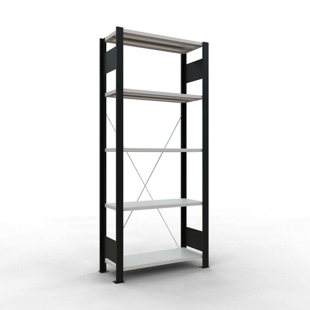 Product afbeelding: Archiefstelling SCHULTE BV, eenzijdig, zonder eindaanslagen, VL 85 kg, zwart, hxbxd 1.800 x 750 x 300 mm