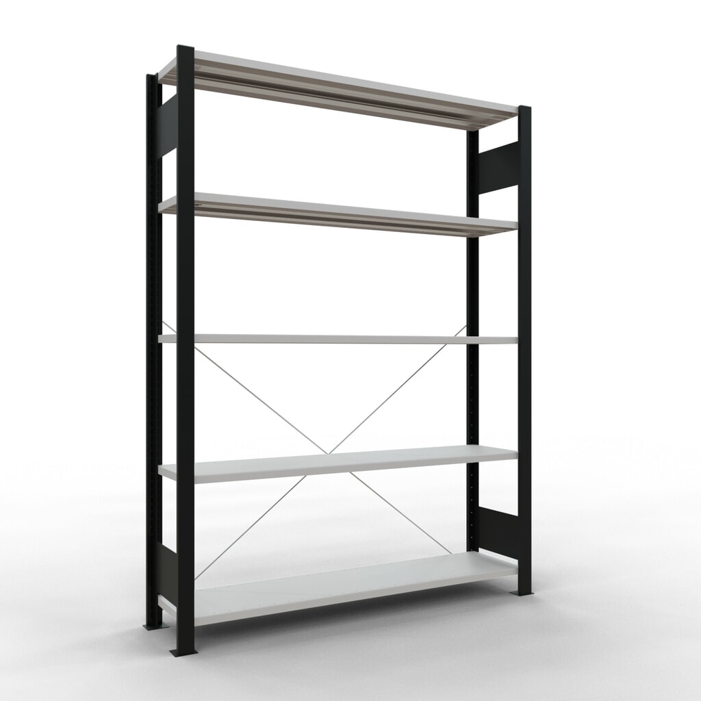 Product afbeelding: Archiefstelling SCHULTE BV, eenzijdig, zonder eindaanslagen, VL 85 kg, zwart, hxbxd 1.800 x 1.300 x 300 mm
