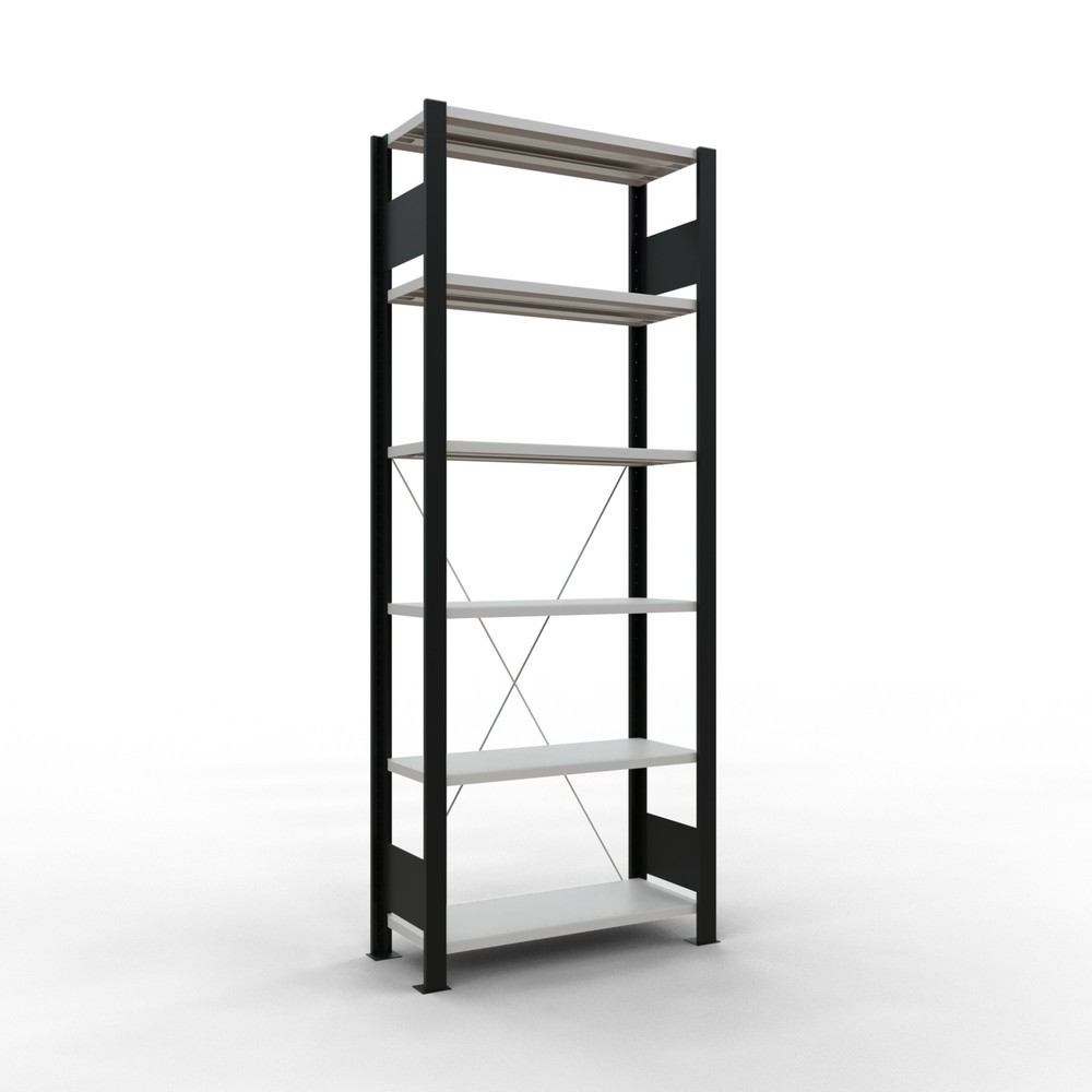 Product afbeelding: Archiefstelling SCHULTE BV, eenzijdig, zonder eindaanslagen, VL 85 kg, zwart, hxbxd 2.000 x 750 x 300 mm