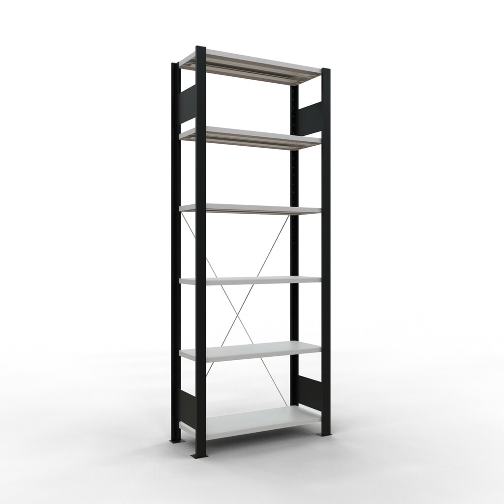 Product afbeelding: Archiefstelling SCHULTE BV, eenzijdig, zonder eindaanslagen, VL 85 kg, zwart, hxbxd 2.000 x 750 x 300 mm