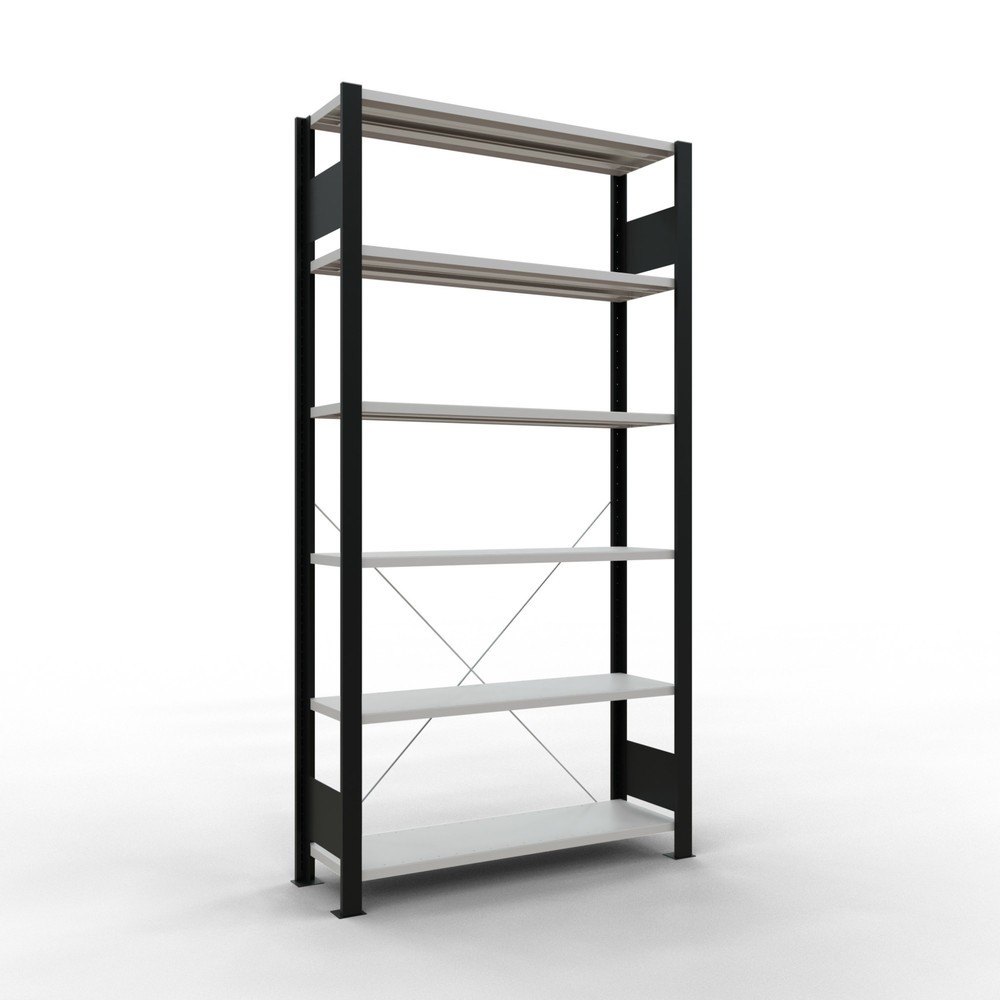 Product afbeelding: Archiefstelling SCHULTE BV, eenzijdig, zonder eindaanslagen, VL 85 kg, zwart, hxbxd 2.000 x 1.000 x 300 mm