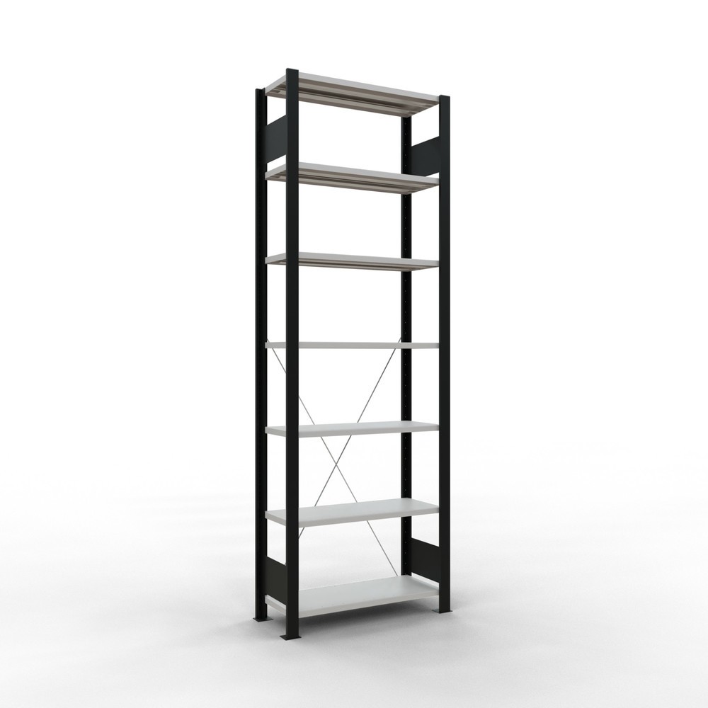 Product afbeelding: Archiefstelling SCHULTE BV, eenzijdig, zonder eindaanslagen, VL 85 kg, zwart, hxbxd 2.300 x 750 x 300 mm