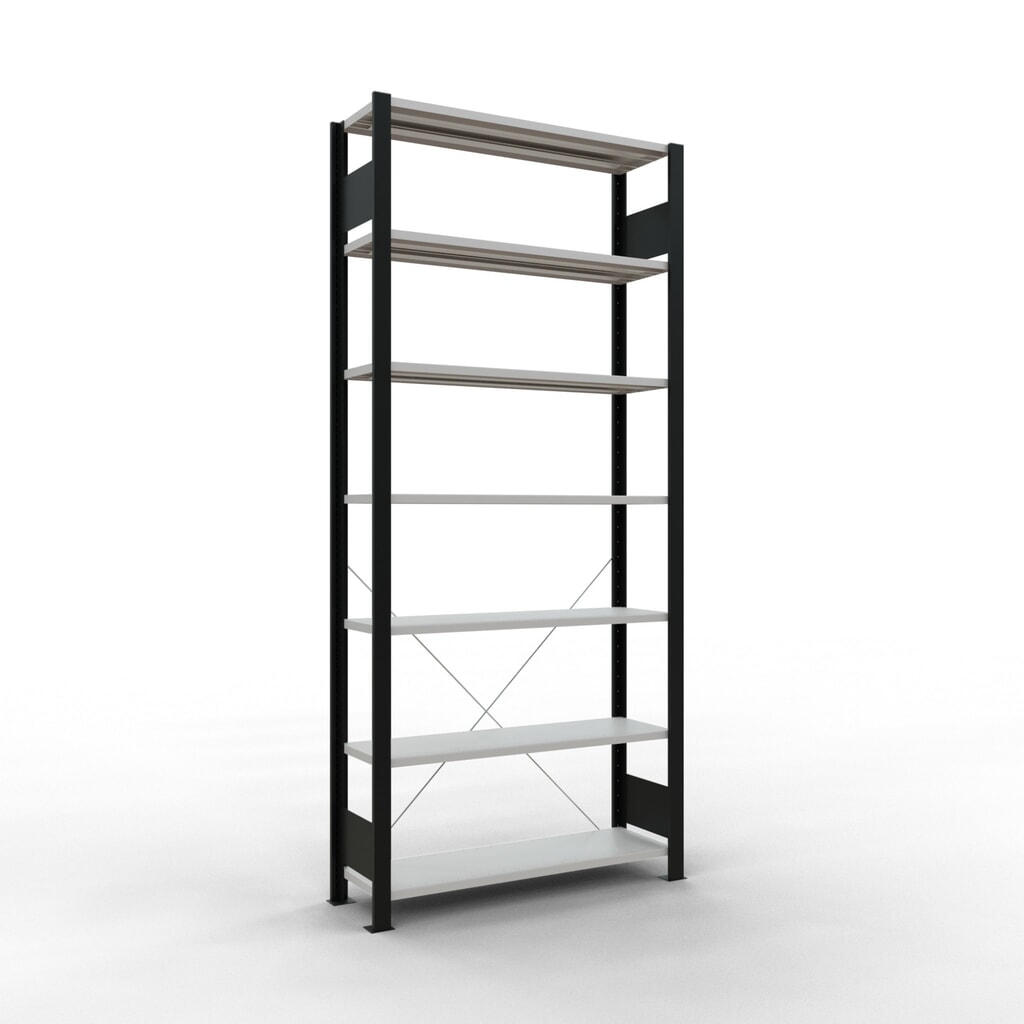 Product afbeelding: Archiefstelling SCHULTE BV, eenzijdig, zonder eindaanslagen, VL 85 kg, zwart, hxbxd 2.300 x 1.000 x 300 mm