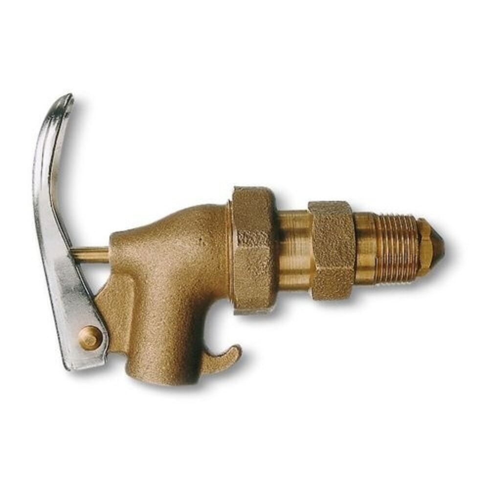 Productafbeelding nr. 1: Denios zelfsluitende messingtapkraan voor stalen vaten, schroefdraaddiameter 3/4 inch, voor niet-corrosieve vloeistoffen.