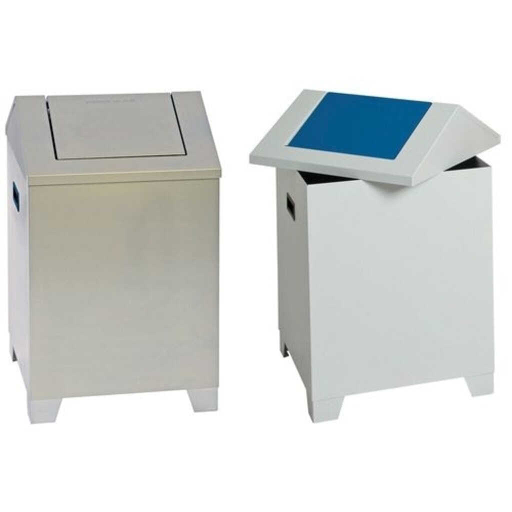 Denios opvangbak voor waswol, met scharnierend deksel, zelfdovend, mgrijs/blauw Product afbeelding: Denios opvangbak voor waswol, met scharnierend deksel, zelfdovend, mgrijs/blauw