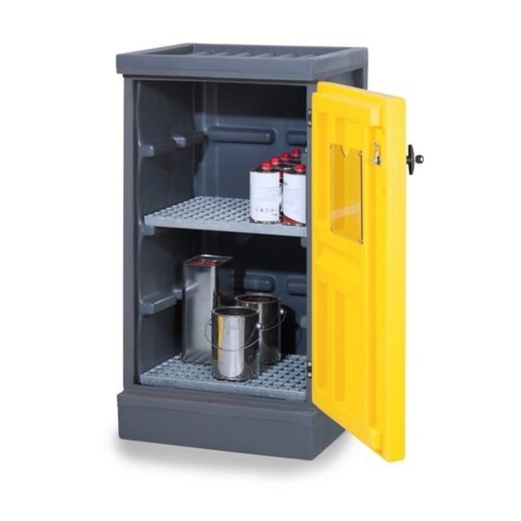 Denios chemicaliënkast van PE, hxbxd 1.130 x 610 x 640 mm, 2 roosters, verzinkt Product afbeelding: Denios chemicaliënkast van PE, hxbxd 1.130 x 610 x 640 mm, 2 roosters, verzinkt