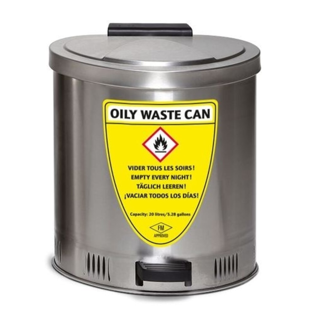 Productafbeelding nr. 1: Denios veiligheidsafvalbak, van roestvrij staal, met dekseldemping, inhoud 20 l