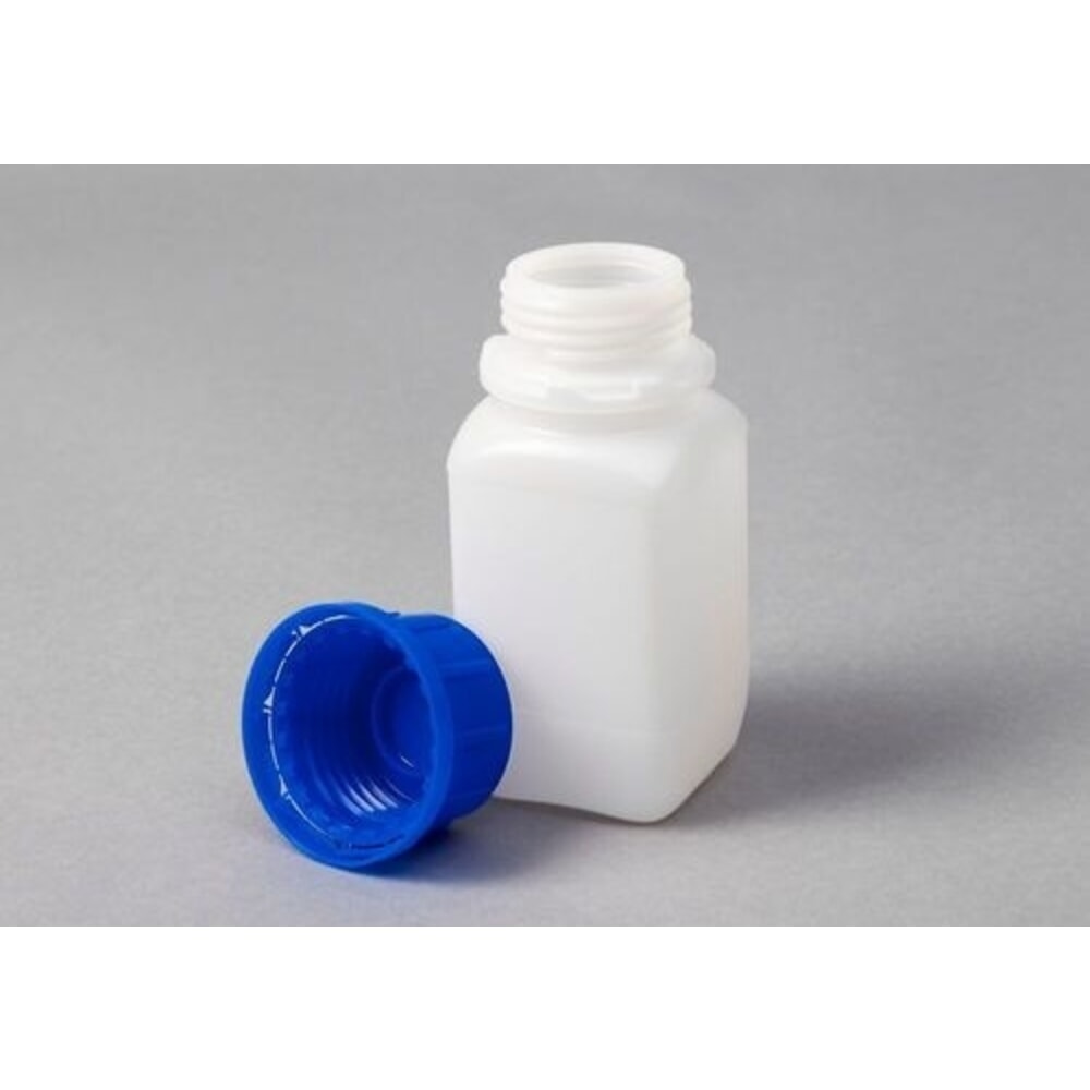 Product afbeelding: Denios flessen met wijde hals, gemaakt van HDPE, vierkant, natuurlijk transparant, 250 ml, UN-keurmerk, 30 stuks