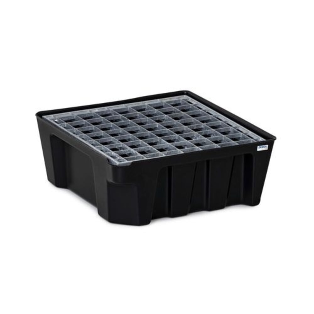 Product afbeelding: Denios opvangbak voor kleine verpakkingen, base-line, gemaakt van PE, hoogte 160 mm, met afvoer en gegalvaniseerd rooster, opvangvolume 14 l