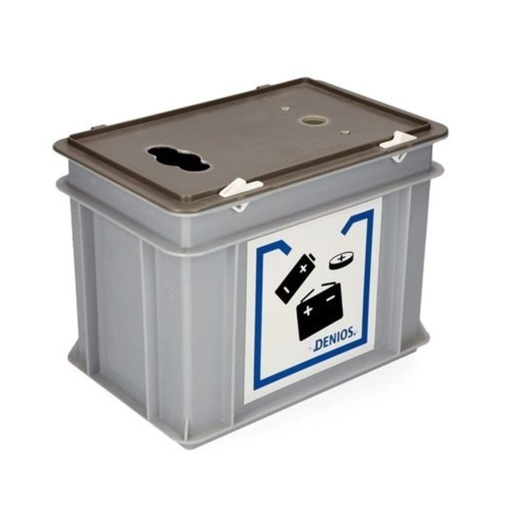 Denios inzamelbox voor oude batterijen, kunststof, voor batterijen en knoopcellen, 9 l Product afbeelding: Denios inzamelbox voor oude batterijen, kunststof, voor batterijen en knoopcellen, 9 l