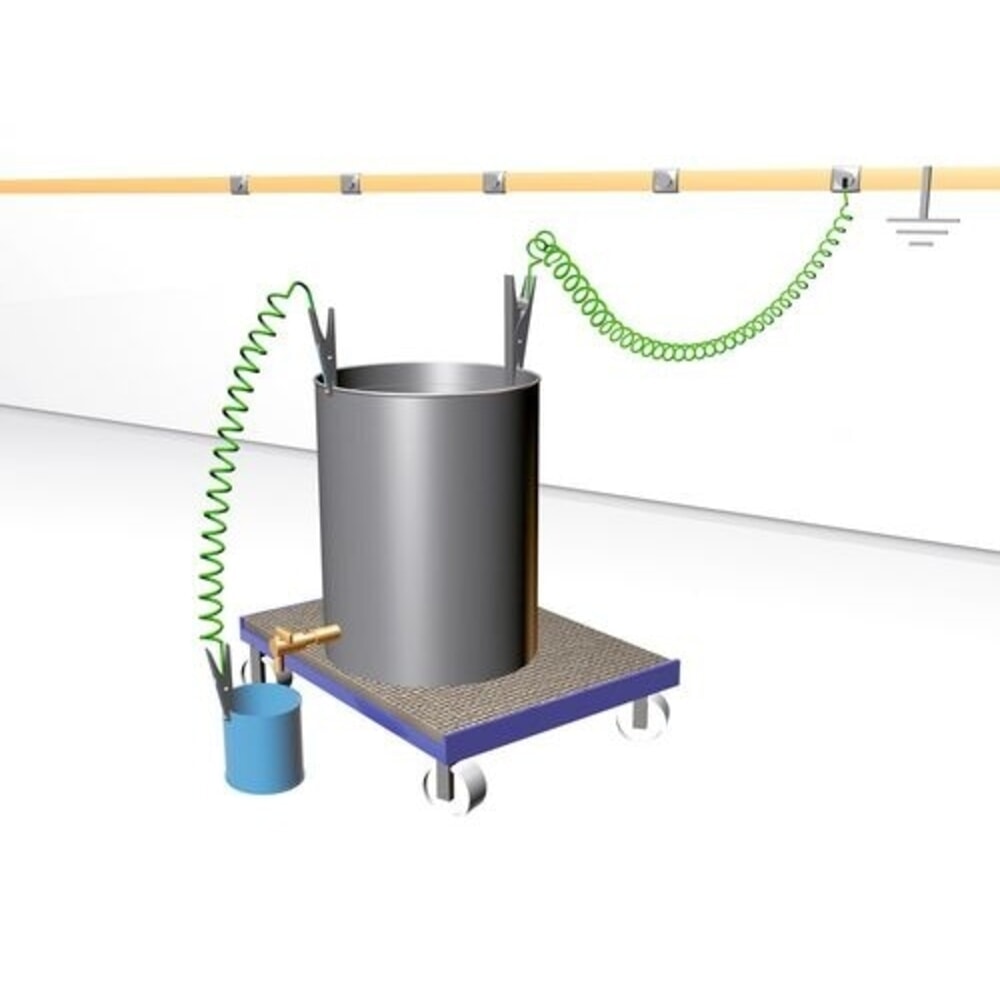 Productafbeelding nr. 2: Denios spiraalvormige aardingskabel, 1 roestvrijstalen aardingsklem MD 120 mm, 3 m verlengstuk, ATEX