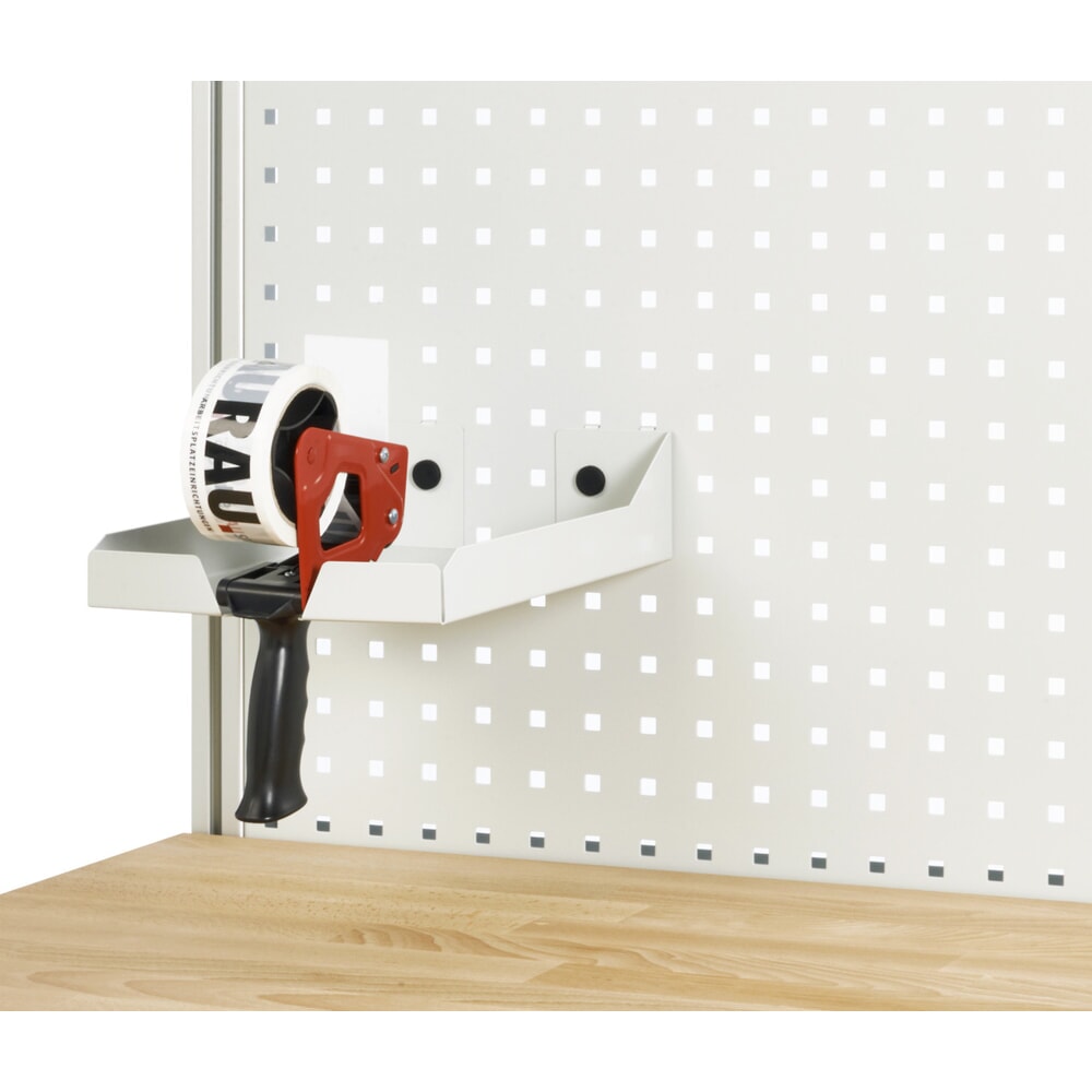 Productafbeelding nr. 10: RAU elektrisch in hoogte verstelbare paktafel-set adlatus 300, opbouw met opbergsysteem voor verpakkingsmateriaal, geperforeerde plaat en snijapparaat, hxbxd 1.850‑2.250 mm x 1.500 mm x 800 mm