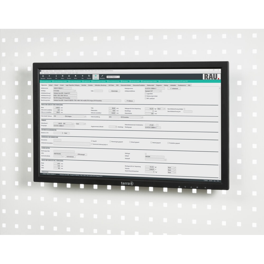 Product afbeelding: Flatscreenhouder voor RAU paktafel, voor montage aan geperforeerde plaat