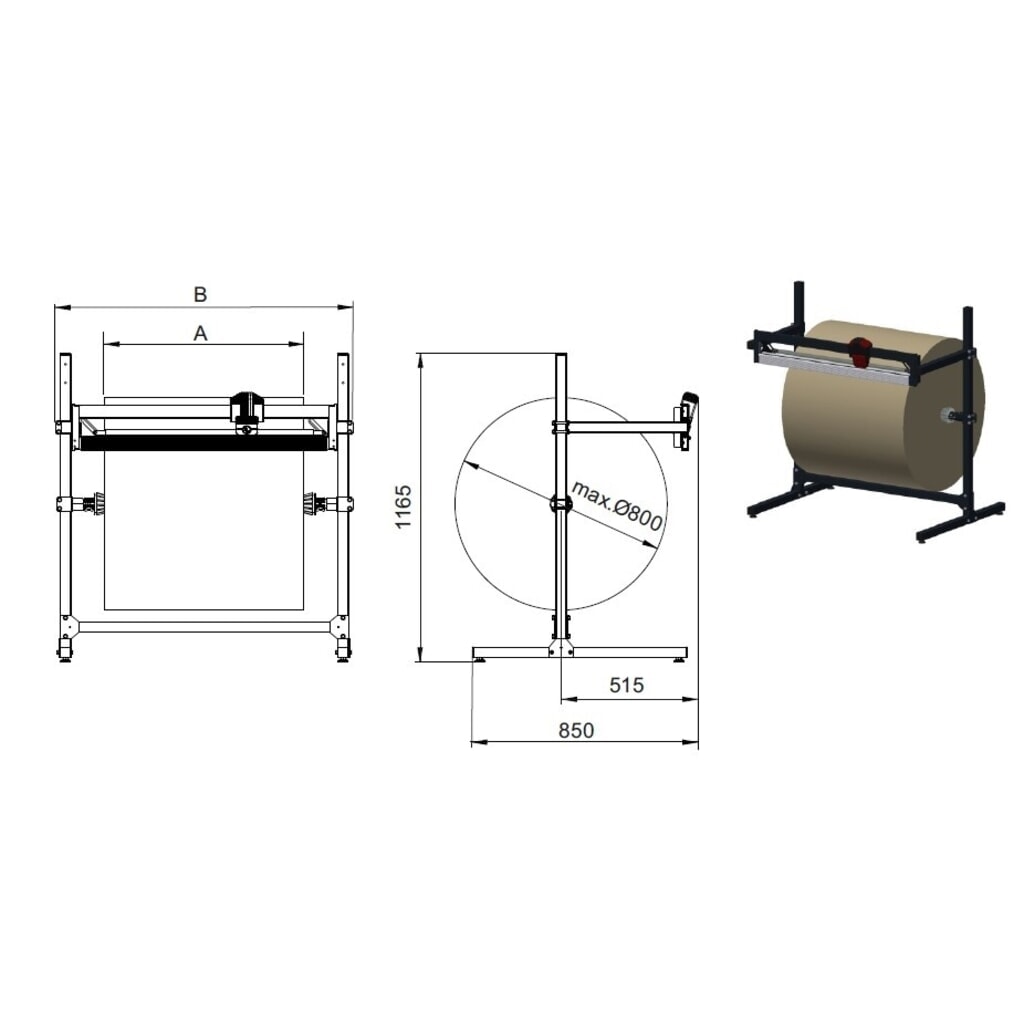 Rocholz snijstandaard, voor compacte rollen, rolgewicht max. 100 kg, snijbreedte 1000 mm Productafbeelding nr. 4: Rocholz snijstandaard, voor compacte rollen, rolgewicht max. 100 kg, snijbreedte 1000 mm