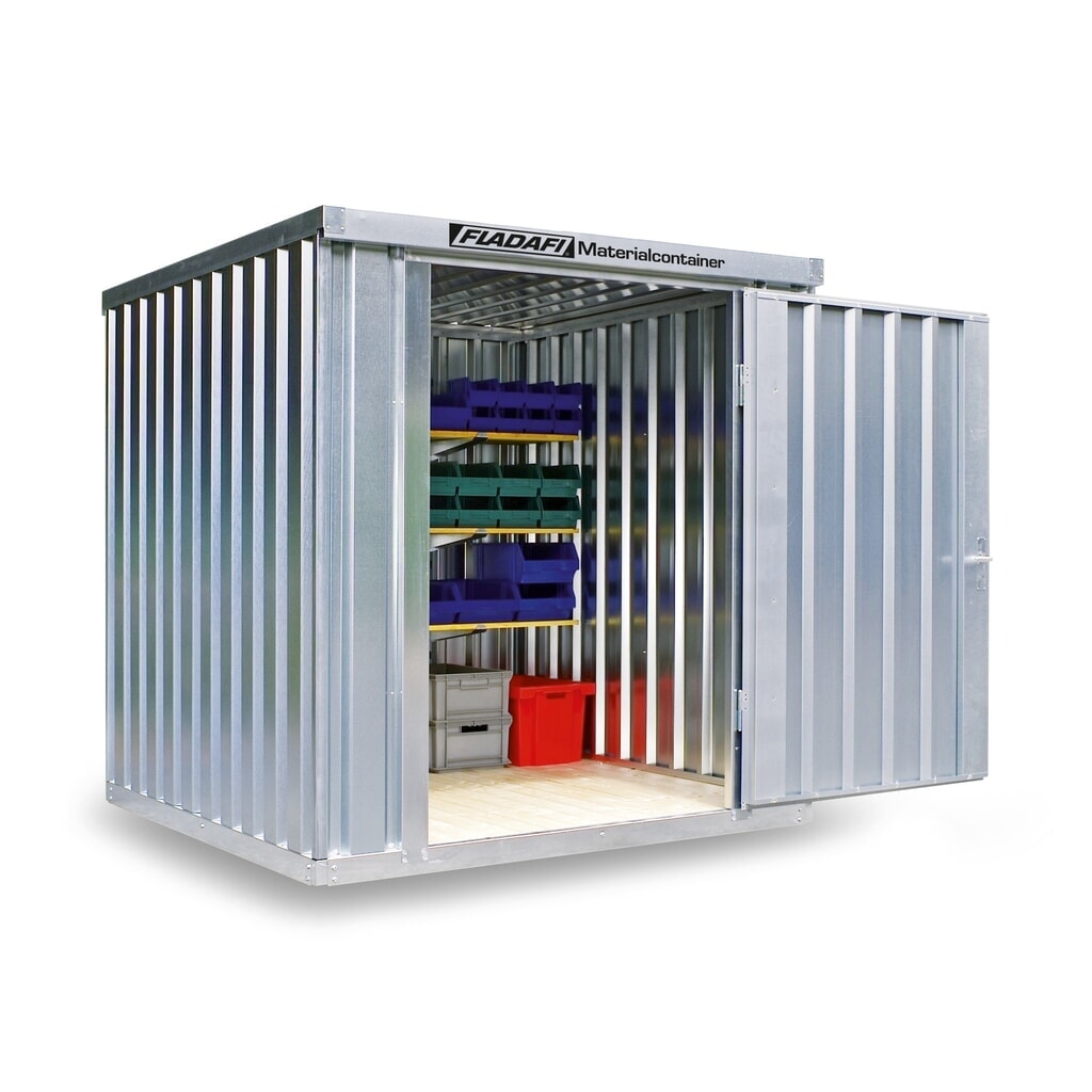 FLADAFI® materiaalcontainer als enkele module, verzinkt, hxbxd 2.150 x 2.100 x 2.170 mm, gedemonteerd, houten vloer Product afbeelding: FLADAFI® materiaalcontainer als enkele module, verzinkt, hxbxd 2.150 x 2.100 x 2.170 mm, gedemonteerd, houten vloer