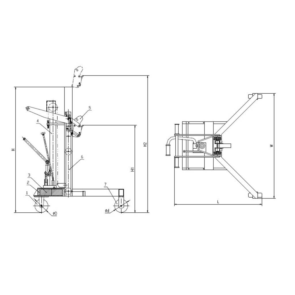 Productafbeelding nr. 3: Vatenlifter met voetpedaalheffing, hoekopname, hefhoogte 500 mm, cap. 450 kg, RAL 3020 verkeersrood