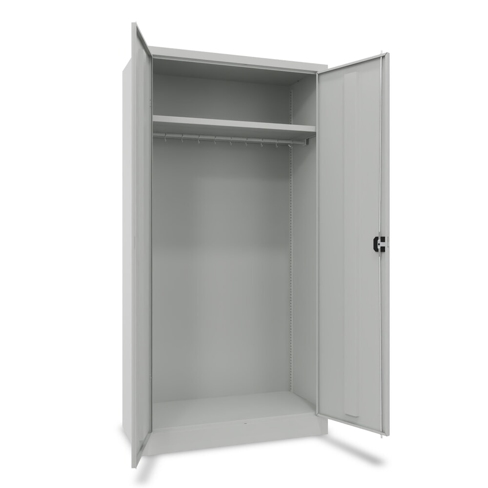 Product afbeelding: PAVOY draaideurkast met verzinkte hoedenplank en kledingstang, hxbxd 1.950 x 1.000 x 500 mm, lichtgrijs/lichtgrijs