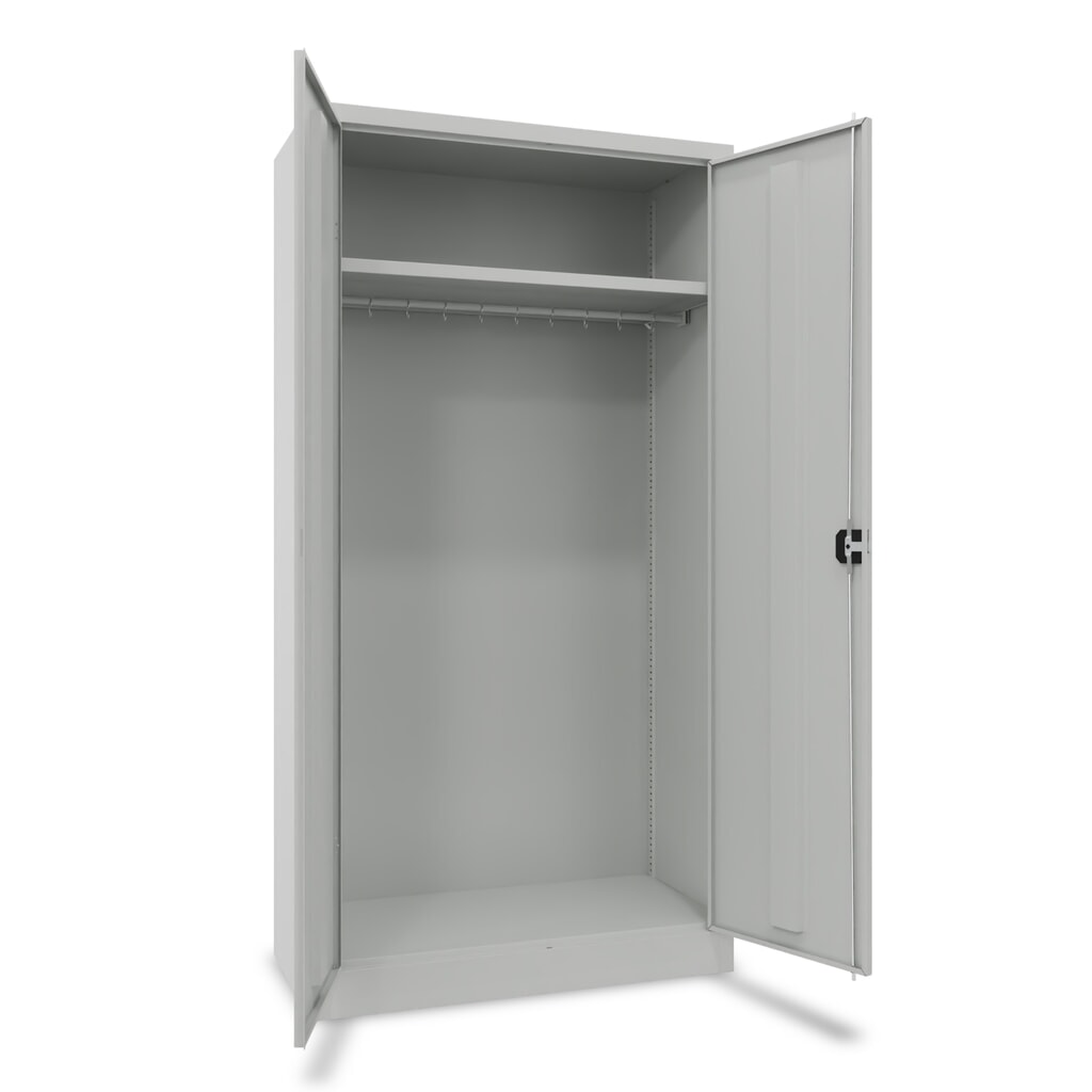 Product afbeelding: PAVOY draaideurkast met verzinkte hoedenplank en kledingstang, hxbxd 1.950 x 1.000 x 500 mm, lichtgrijs/lichtgrijs