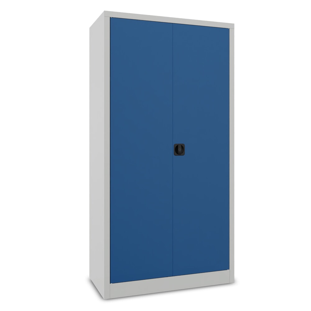 Productafbeelding nr. 2: PAVOY draaideurkast met hoedenplank, scheidingswand, gepoedercoate legborden en kledingstang, hxbxd 1.950 x 1.000 x 400 mm, lichtgrijs/gentiaanblauw
