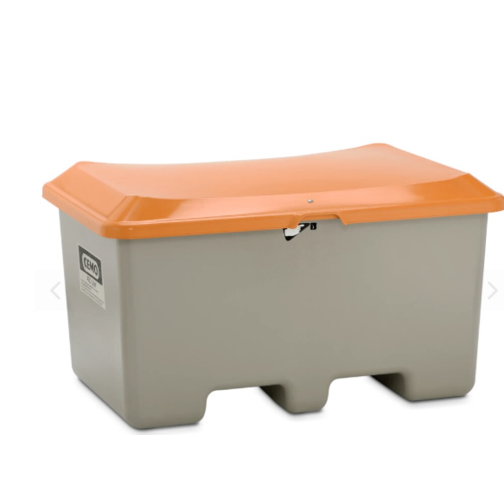 Productafbeelding nr. 1: Strooibak CEMO, grijs/oranje, 400 liter, met vorkkokers