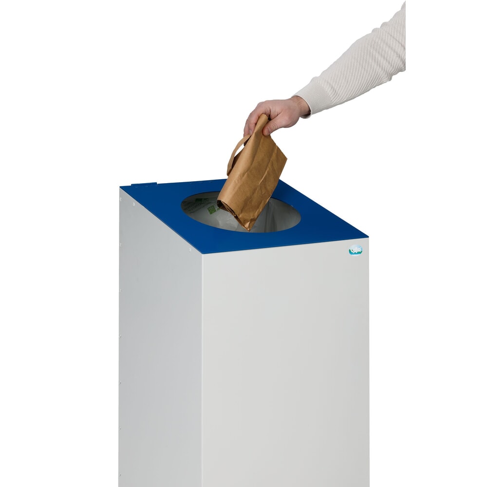 Productafbeelding nr. 4: VAR® afvalscheidingsbak WSG 38, met klemring en ronde inwerpopening, lichtgrijs, gentiaanblauw