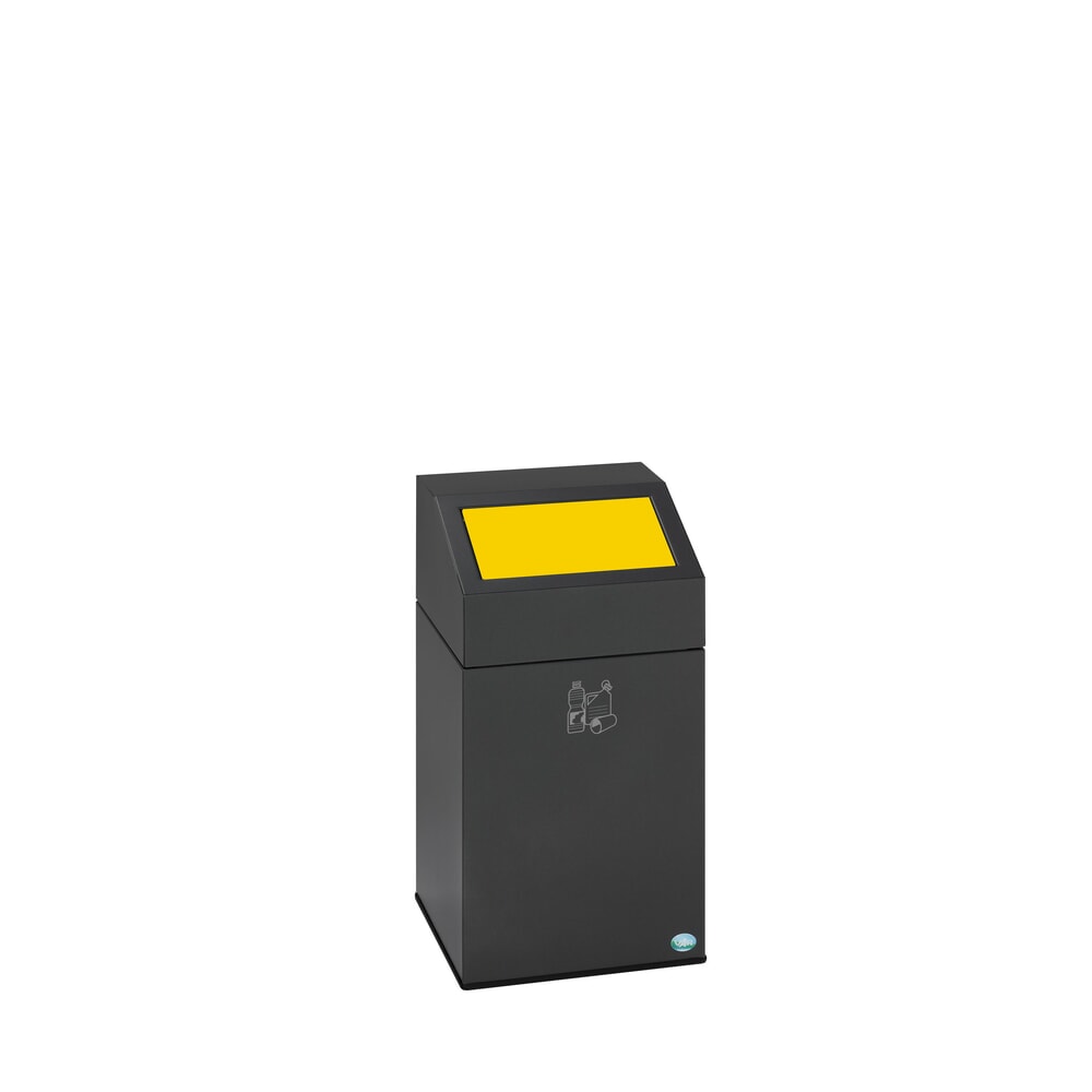 Product afbeelding: VAR® afvalscheidingsbak WSG 40E, voor binnenomgevingen, zelfdovend, inhoud 43 liter, eisenglimmer, verkeersgeel