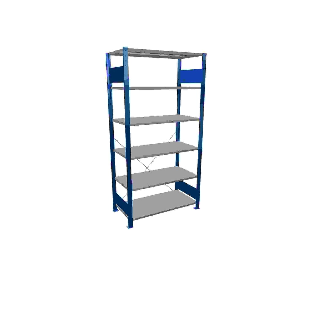 Product afbeelding: Legbordstelling SCHULTE, gentiaanblauw / verzinkt, met 6 legborden van plaatstaal, vaklast 150 kg, hxbxd 2.000 x 1.060 x 536 mm