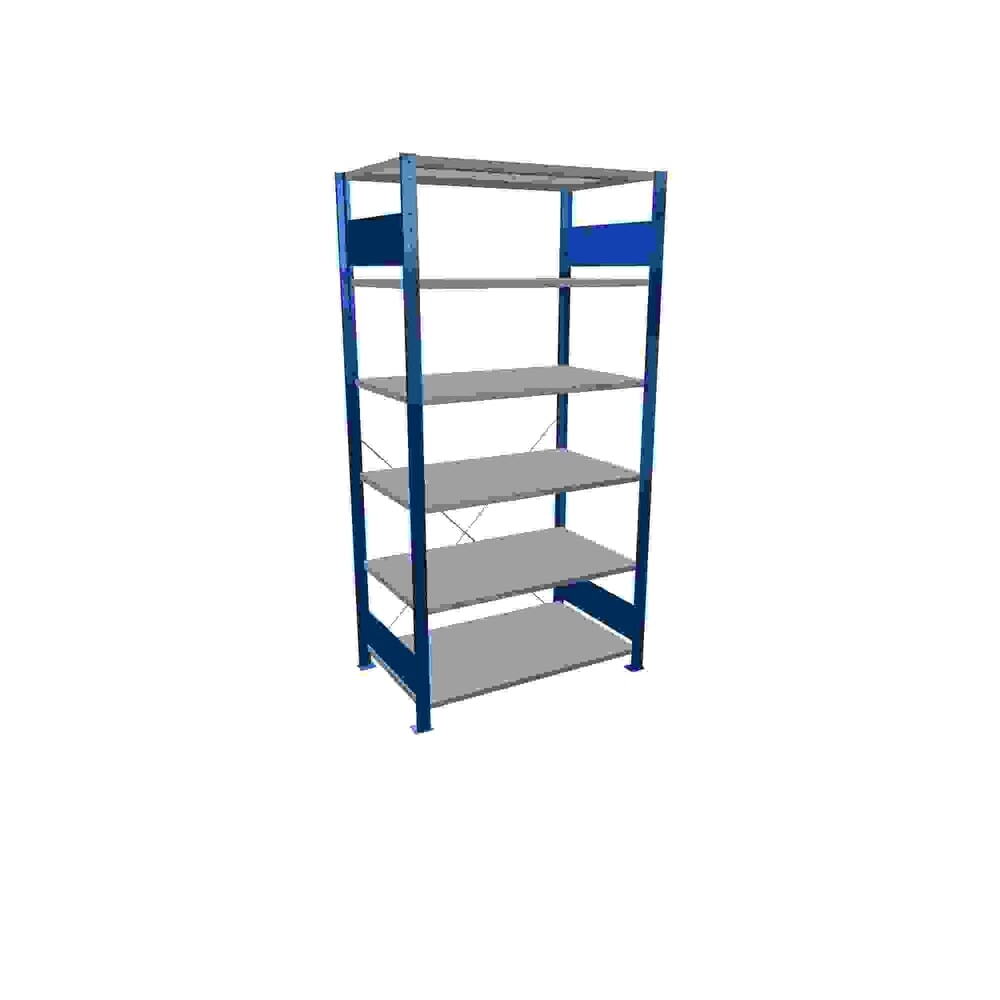 Product afbeelding: Legbordstelling SCHULTE, gentiaanblauw / verzinkt, met 6 legborden van plaatstaal, vaklast 150 kg, hxbxd 2.000 x 1.060 x 636 mm