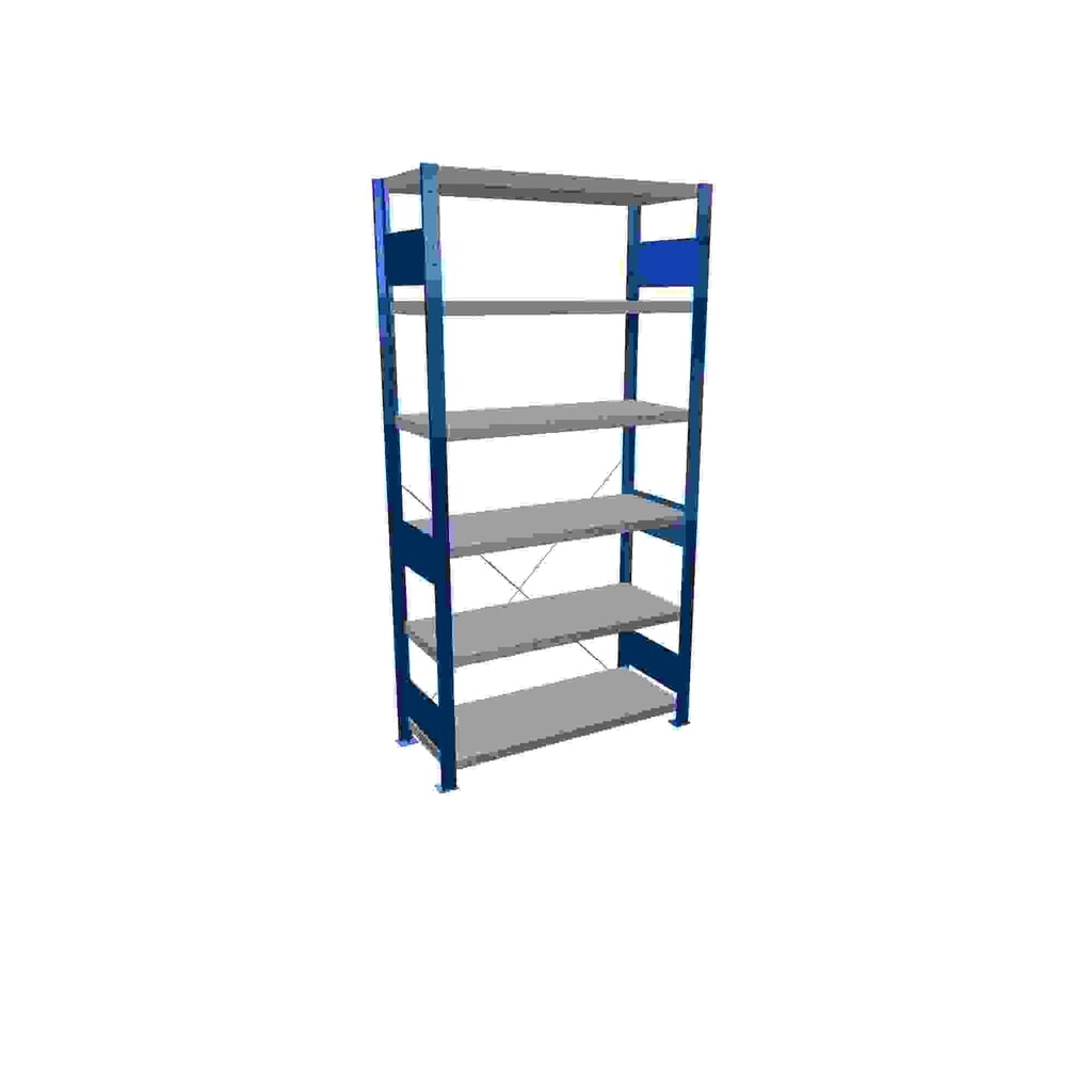 Legbordstelling SCHULTE, gentiaanblauw / verzinkt, met 6 legborden van plaatstaal, vaklast 330 kg, hxbxd 2.000 x 1.060 x 436 mm Product afbeelding: Legbordstelling SCHULTE, gentiaanblauw / verzinkt, met 6 legborden van plaatstaal, vaklast 330 kg, hxbxd 2.000 x 1.060 x 436 mm