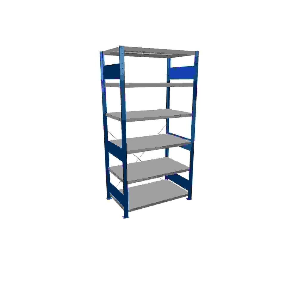 Product afbeelding: Legbordstelling SCHULTE, gentiaanblauw / verzinkt, met 6 legborden van plaatstaal, vaklast 330 kg, hxbxd 2.000 x 1.060 x 636 mm