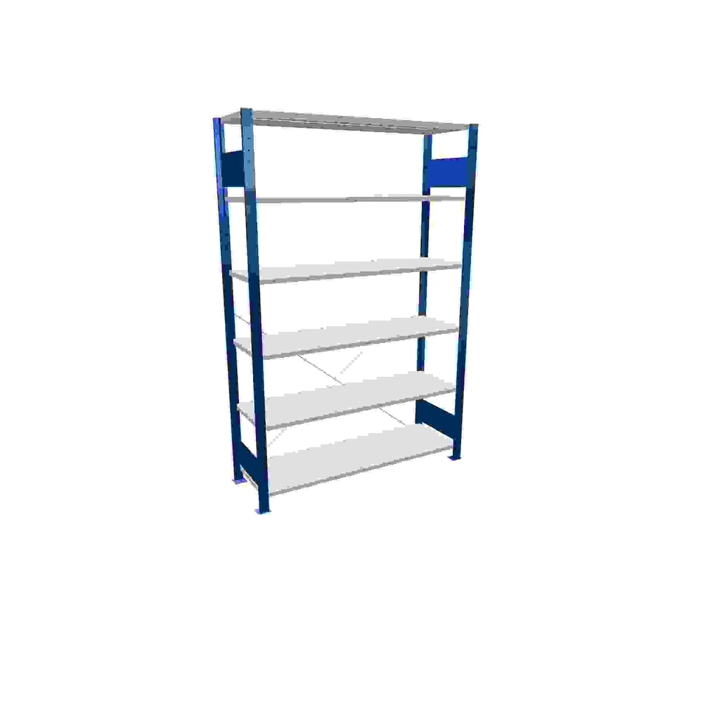 Product afbeelding: Legbordstelling SCHULTE, gentiaanblauw / lichtgrijs, met 5 legborden van plaatstaal, vaklast 150 kg, hxbxd 2.000 x 1.360 x 436 mm